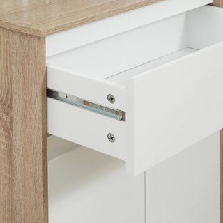 Mueble de Baño Multiuso, Mueble de Baño con Armario y Cajón, Ahorra Espacio, Color Madera y Blanco 60X30X90Cm