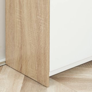 Mueble de Baño Multiuso, Mueble de Baño con Armario y Cajón, Ahorra Espacio, Color Madera y Blanco 60X30X90Cm
