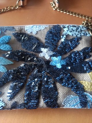 Bolso de fiesta lentejuelas azul y plata