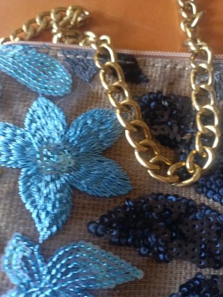 Bolso de fiesta lentejuelas azul y plata
