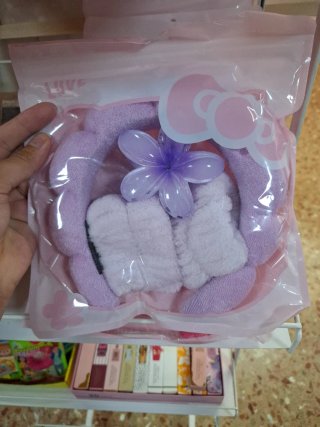 Pack pelo rosa con flor y lazo