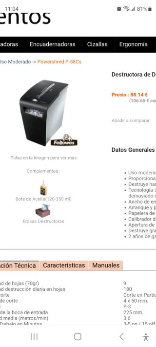 Trituradora de papel Fellowes P-58Cs