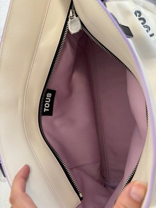 Bolso Tous Blanco y Negro, Lila el interior.