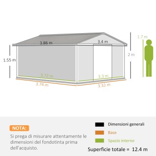 Casetta da Giardino 12.4m2 con 2 Porte Scorrevoli