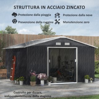 Casetta da Giardino 12.4m2 con 2 Porte Scorrevoli