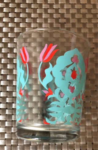 Vaso de vidrio estampado floral