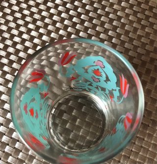 Vaso de vidrio estampado floral