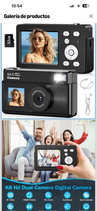 Cámara Digital K8 HD Dual-Camera Negra