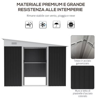 Casetta Giardino Acciaio Porta Scorrevole Nera