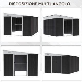 Casetta Giardino Acciaio Porta Scorrevole Nera