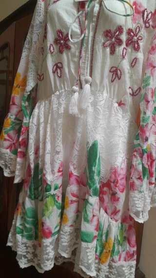 Camicia Camomilla cotone e macramè floreale