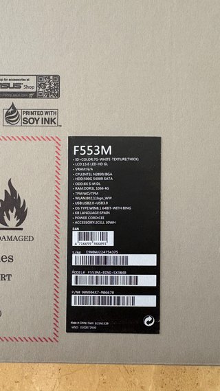 Ordenador ASUS F553M Blanco - Piezas/Recambio