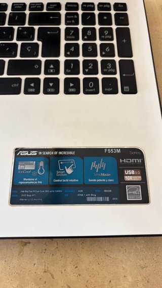 Ordenador ASUS F553M Blanco - Piezas/Recambio