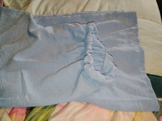 Traje azul y beige