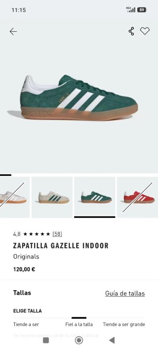 Adidas Gazelle Indoor Talla 37 1/3 Verde