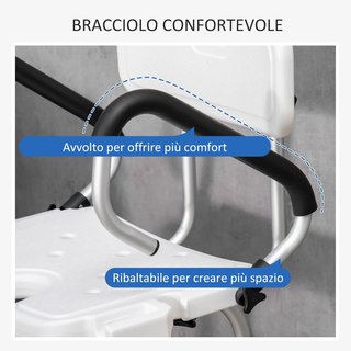 Silla de Ducha para Ancianos, Discapacitados y Mujeres Embarazadas Acolchada con Forma en U, 54X52X70-82Cm, Blanco