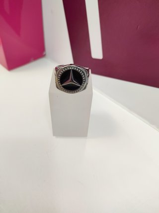 Anillo acero plateado sello mercedes benz T20