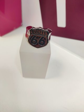 Anillo acero plateado route 66 T26