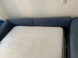 Sofá cama 3 plazas azul/gris
