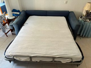 Sofá cama 3 plazas azul/gris