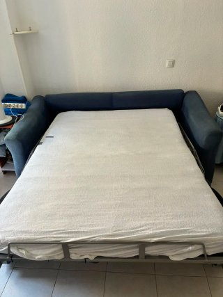 Sofá cama 3 plazas azul/gris