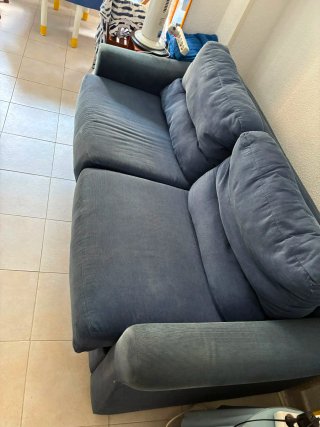 Sofá cama 3 plazas azul/gris