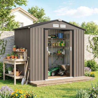 Casetta da Giardino in Metallo Marrone 2.1x1.3m
