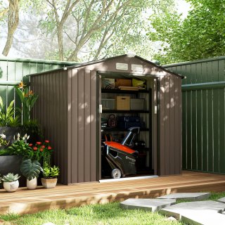 Casetta da Giardino in Metallo Marrone 2.1x1.3m