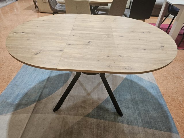Mesa redonda extensible madera y metal 153cm