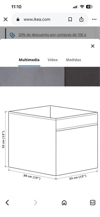 Caja almacenaje DRONA gris IKEA