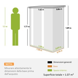 Capanno Porta Attrezzi in Metallo Tetto Inclinato