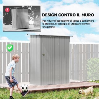 Capanno Porta Attrezzi in Metallo Tetto Inclinato
