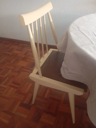 Set 6 Sillas Vintage Madera y Cuero