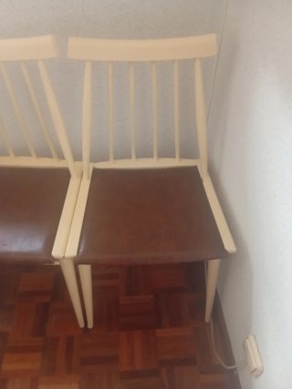 Set 6 Sillas Vintage Madera y Cuero