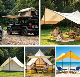 Pack 2 postes telescópicos lona camping aluminio