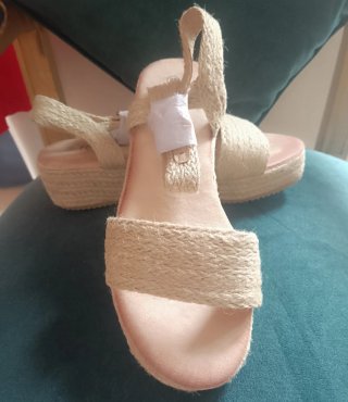 Sandalias Esparto Beige, de esparto, talla 38