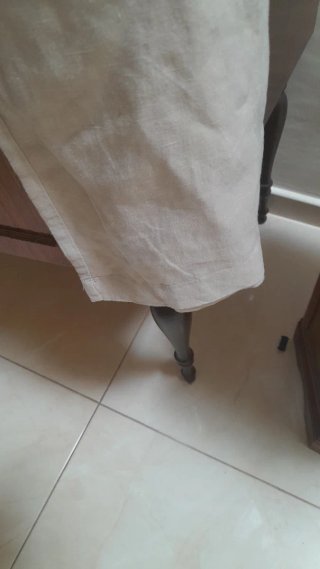 Pantaloni 100% Lino Gamba Ampia Beige