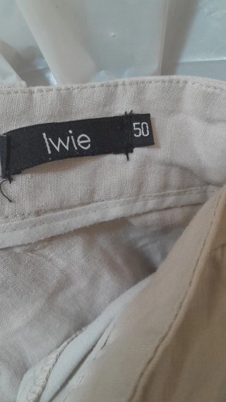 Pantaloni 100% Lino Gamba Ampia Beige