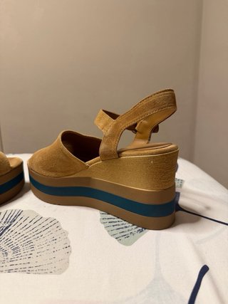 Sandalias Alpe Cuña Marrón y Turquesa
