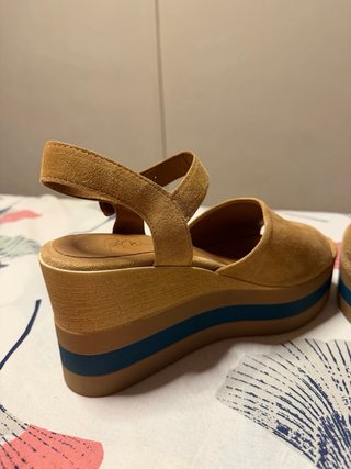 Sandalias Alpe Cuña Marrón y Turquesa