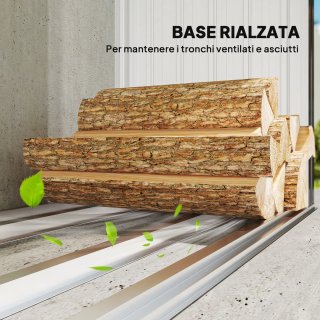 Capanno Portalegna Acciaio da Esterno Grigio Scuro