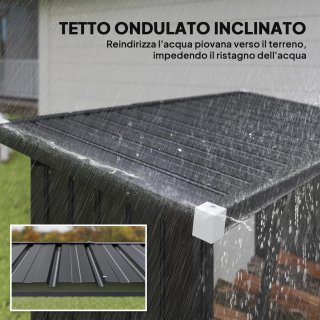 Capanno Portalegna Acciaio da Esterno Grigio Scuro