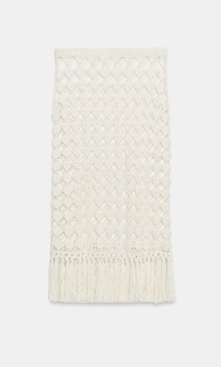 Falda crochet Zara flecos Talla M