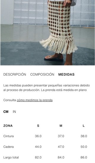 Falda crochet Zara flecos Talla M