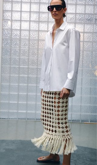 Falda crochet Zara flecos Talla M
