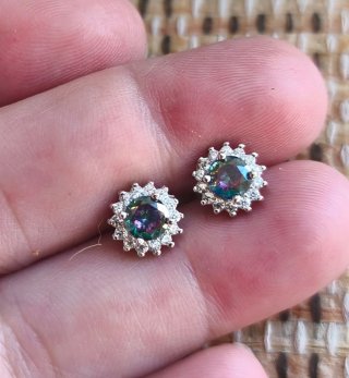 Pendientes Topacio Místico ,plata de ley