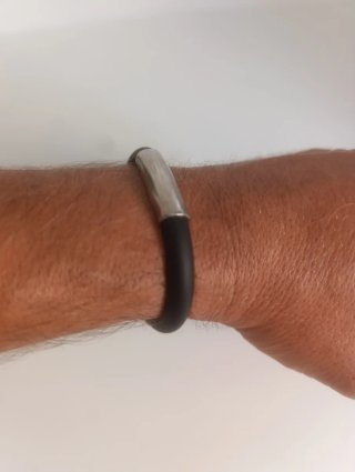 Conjunto Collar y Pulsera Acero y Caucho