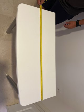 Mesa cocina libro blanca y plateada plegable