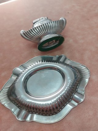 Conjunto cenicero y mechero plata