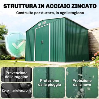 Casetta Giardino 4.9 m2 in Lamiera Verde Scuro